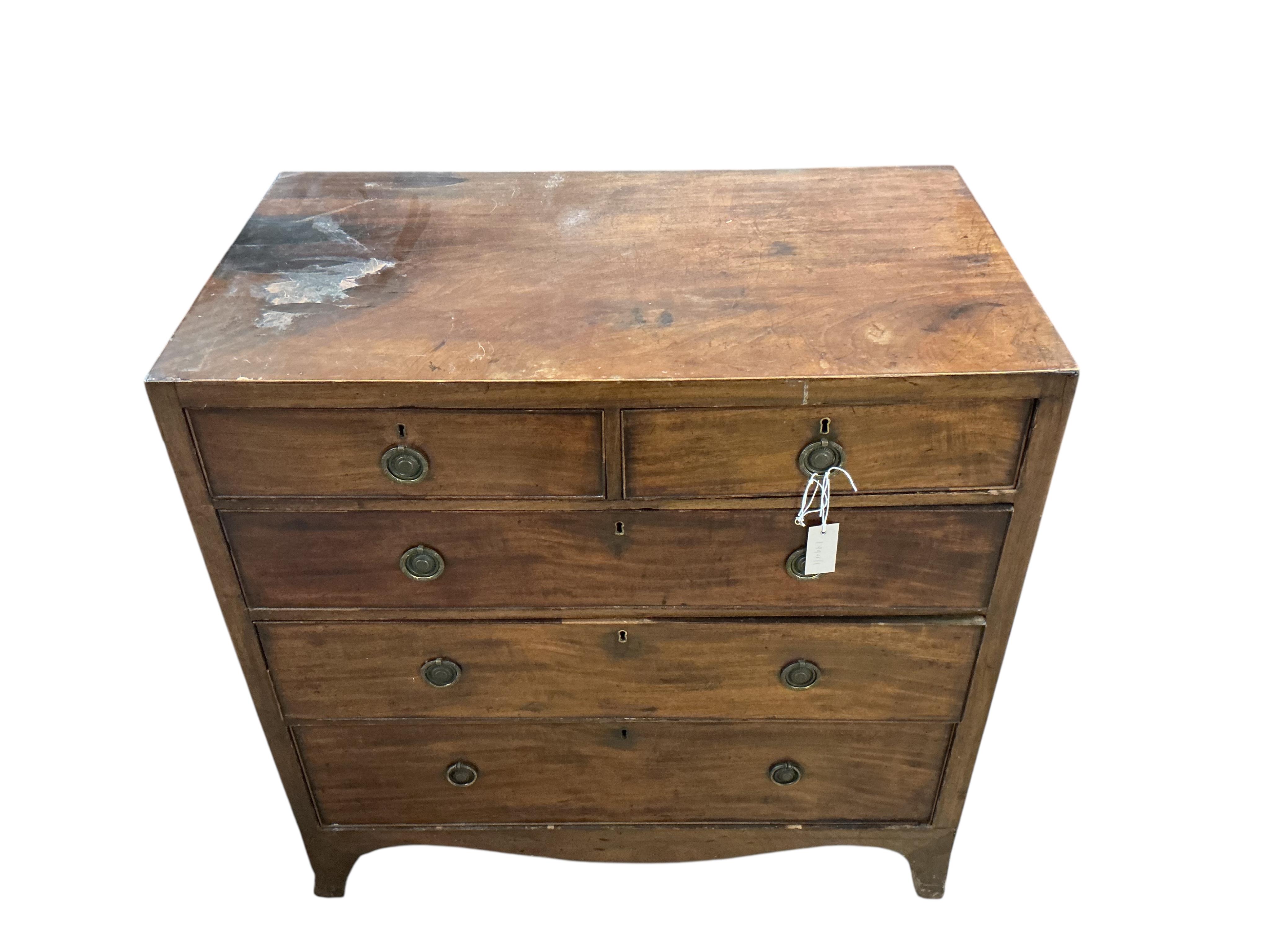 A Regency mahogany five drawer chest, width 95cm, depth 55cm, height 94cm